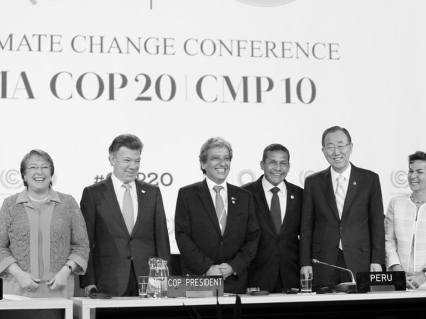 World leaders at the UN Climate Change Conference COP 20 in Lima last year. Singapore recognises that climate change is a global, transboundary problem. Any durable solution therefore has to be universal, involving all countries in the world, acting in unison within a rules-based multilateral framework. Photo: Reuters