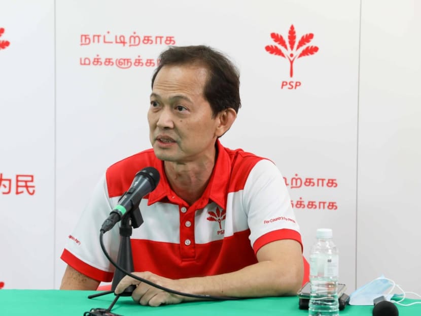 Progress Singapore Party’s Leong Mun Wai during a press conference at PSP’s headquarters on July 14, 2020.
