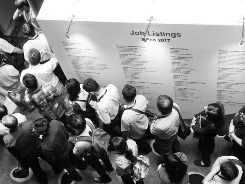 TODAY file photo of people waiting to enter a job fair at Changi Airport. Second Minister for Manpower Josephine Teo said that there is nothing to stop Singaporeans from becoming freelancers and it is not the business of the Government to tell people that one job is better than the other.