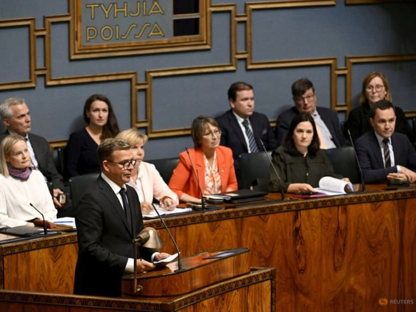 Finnish Prime Minister Petteri Orpo speaks during the session of the Finnish Parliament in Helsinki, Finland on Wednesday, 6th Sep., 2023. Finnish parliament debated of government's anti-racism policy.  Lehtikuva/via REUTERS/File photo
