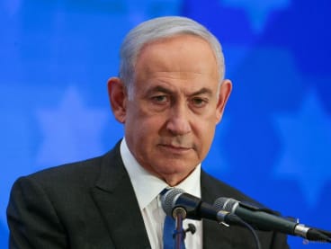 Israeli Prime Minister Benjamin Netanyahu addresses the Conference of Presidents of Major American Jewish Organizations, amid the ongoing conflict between Israel and the Palestinian Islamist group Hamas, in Jerusalem, on Feb 18, 2024.