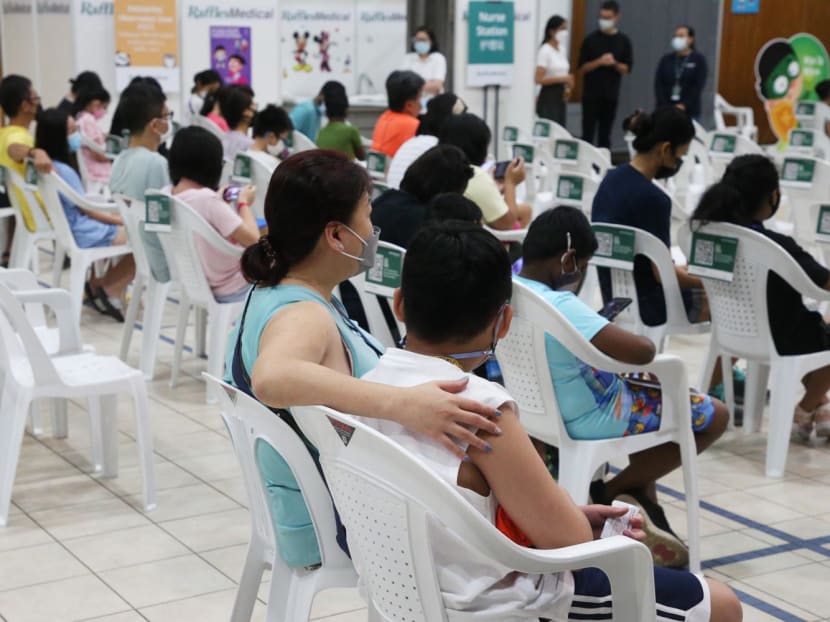 Children aged five to eleven in Singapore under observation after receiving their Covid-19 vaccination in December 2021. Children aged five to eleven in Singapore under observation after receiving their Covid-19 vaccination in December 2021.