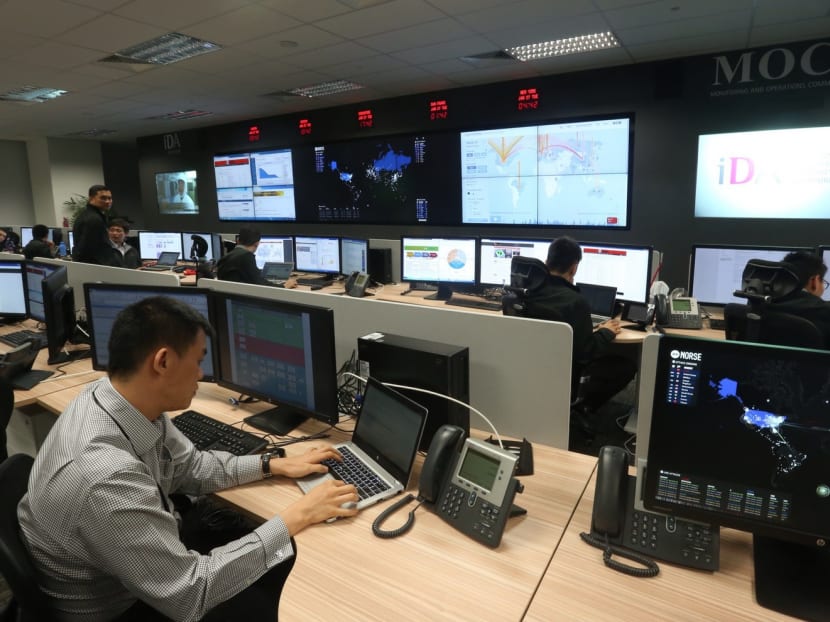 The Monitoring and Operations Command Centre (MOCC) set up at Infocomm Development Authority (IDA). Photo: Ernest Chua