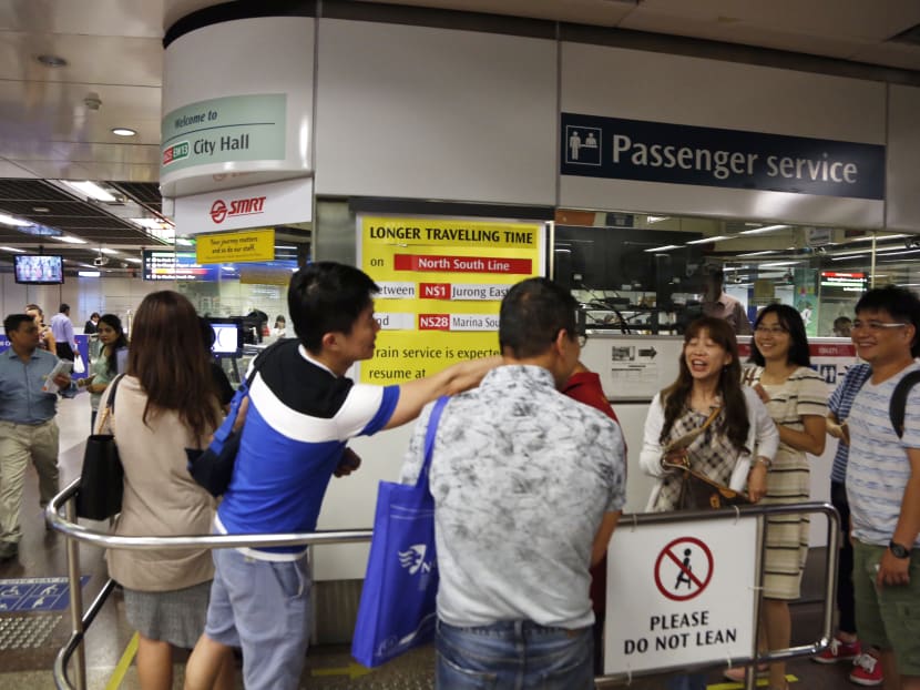 A passenger service centre at City Hall MRT station. TODAY file photo