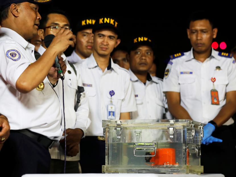 Photo of the day: The chief of the Indonesian National Transportation Safety Comitee talking to reporters in front of a part of the black box of Lion Air's flight JT610, which crashed into the sea this week with 189 on board. The black box was retrieved by Indonesian divers and brought back to a ship on the surface on Thursday (Nov 1).