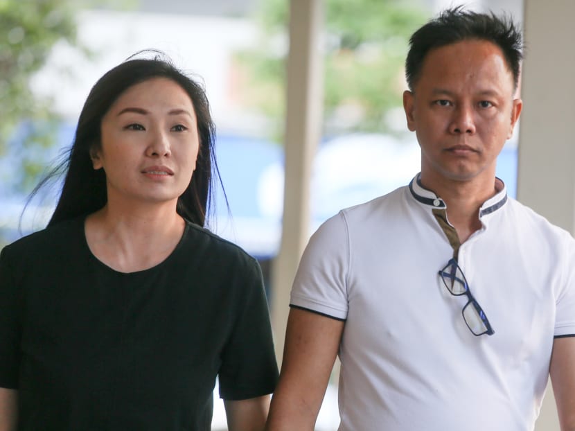 Linda Seah and Lim Toon Leng arriving at the State Courts on Feb 11.