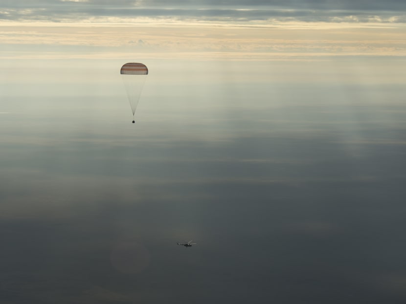 The Soyuz MS-01 spacecraft is seen as it lands with Expedition 49 crew members NASA astronaut Kate Rubins, Russian cosmonaut Anatoly Ivanishin of Roscosmos, and astronaut Takuya Onishi of the Japan Aerospace Exploration Agency (JAXA) near the town of Zhezkazgan, Kazakhstan on Sunday, Oct. 30, 2016(Kazakh time). Rubins, Ivanishin, and Onishi are returning after 115 days in space where they served as members of the Expedition 48 and 49 crews onboard the International Space Station. Photo: NASA