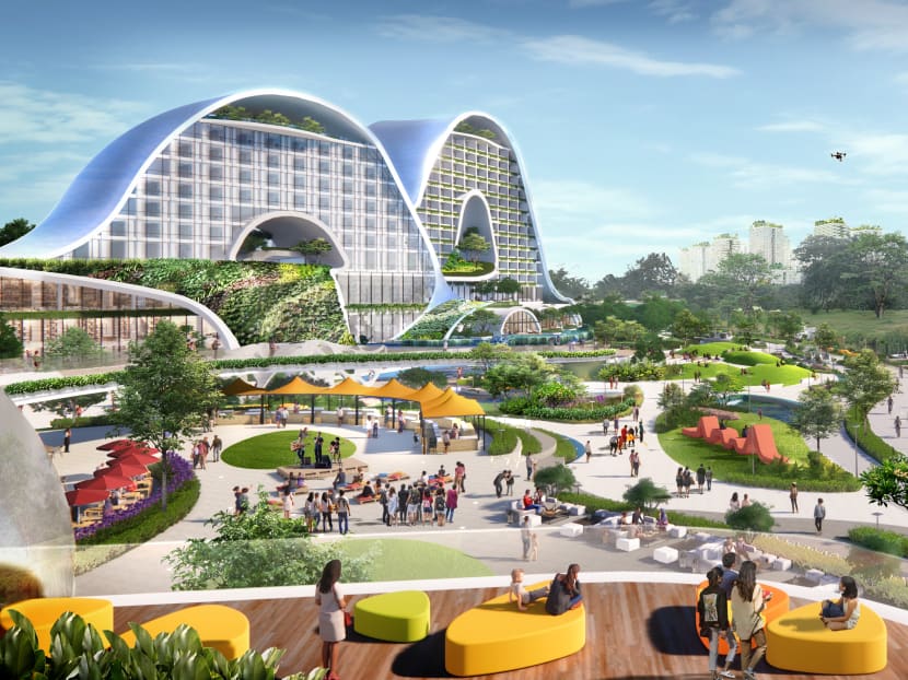 An artist impression of the integrated tourism development at Jurong Lake District. Plans for the development of a 6.8ha site next to Jurong Lake were previously announced in 2019.