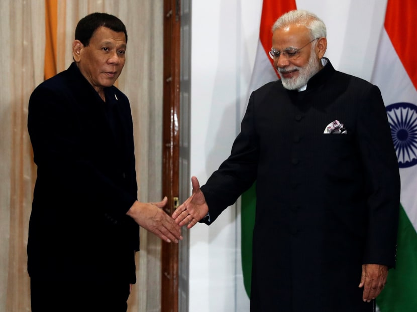 Philippine President Rodrigo Duterte, seen here with Indian Prime Minister Narendra Modi during their meeting in New Delhi on Jan 24, said it is fine to blow up terrorists “because they wanted that life anyway.” Photo: Reuters