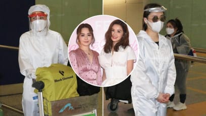 Charlene Choi And Gillian Chung Return To Hongkong From Malaysia Wearing Hazmat Suits