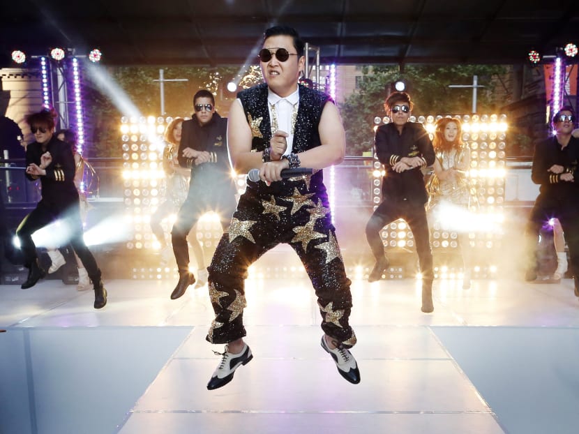 South Korean singer Psy performs his hit Gangnam Style during a morning television appearance in central Sydney in this October 17, 2012 file photograph.  Photo: Reuters