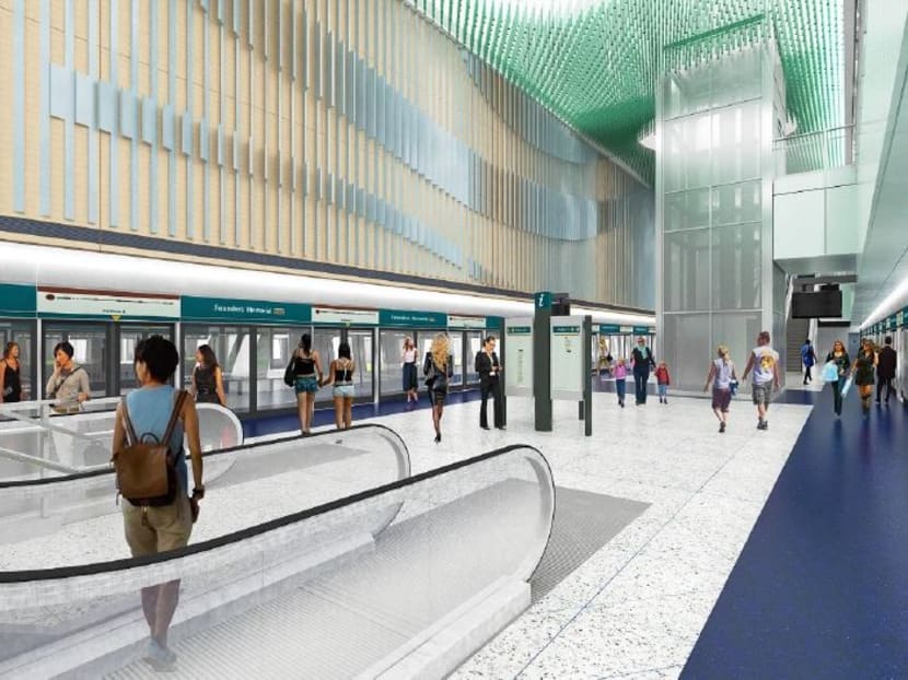 An artist's impression of the Founders’ Memorial station which could open by 2025 in time for Singapore’s 60th year of independence. An artist's impression of the Founders’ Memorial station which could open by 2025 in time for Singapore’s 60th year of independence.