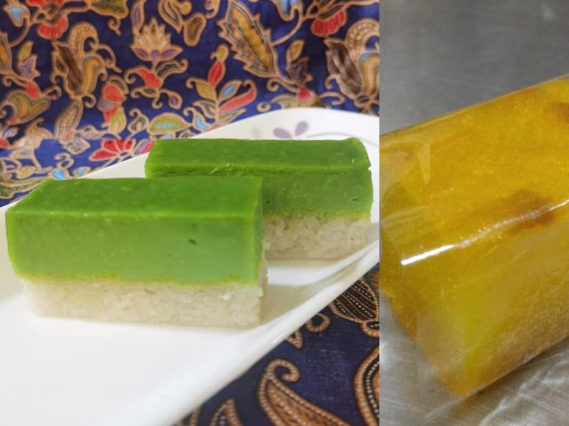 A generic image of kueh salat (left) and tapioca kueh (right).