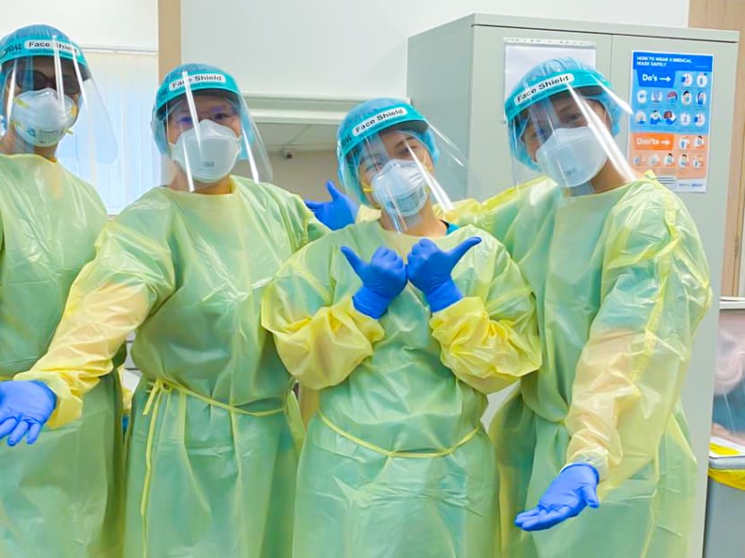 Concord International Hospital senior staff nurse Jolene Ho (far right) with her nursing colleagues. Concord International Hospital senior staff nurse Jolene Ho (far right) with her nursing colleagues.