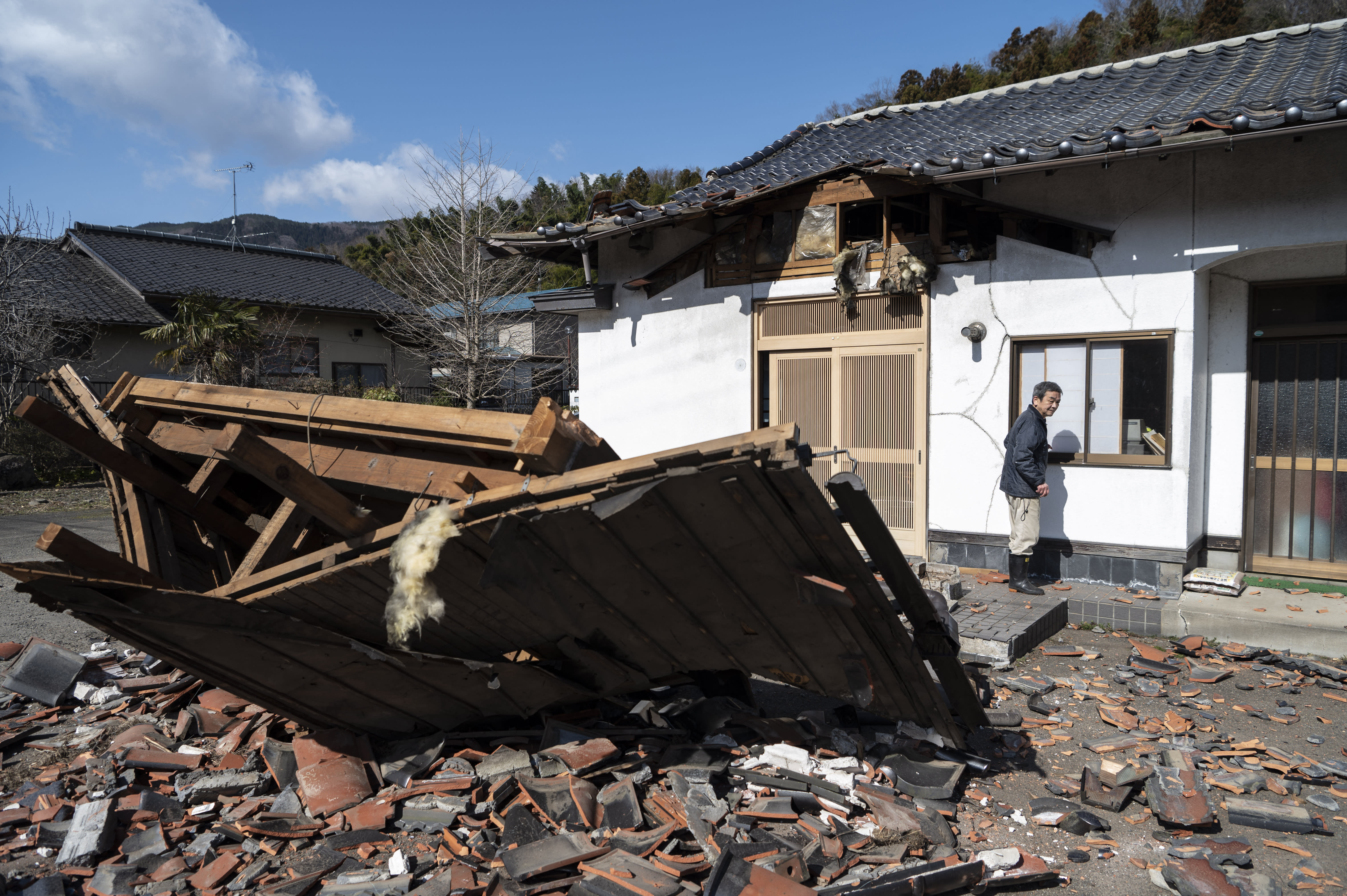 A restaurant in Shiroishi, Japan was damaged by the earthquake on March 17, 2022. 
