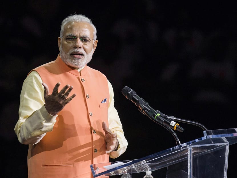 India’s Prime Minister Narendra Modi addressing a sold-out audience of 18,000 people on Sunday at Madison Square Garden in New York during a visit to the United States. Photo: REUTERS