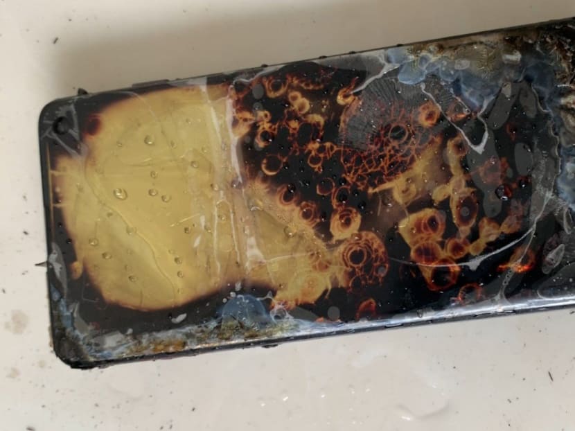 The man posted pictures of a badly damaged phone online.