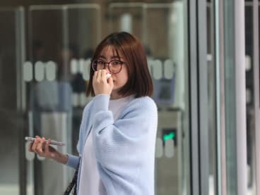 Zhang Lutian (pictured) began crying in court after reading a few words of a mitigation plea in English that she had prepared on Oct 2, 2023.