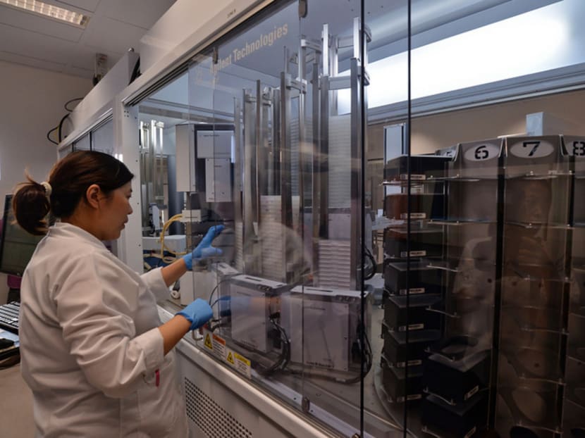 A researcher working at A*STAR's Experimental Therapeutics Centre (ETC), taken on Feb 13. Photo: Robin Choo/TODAY
