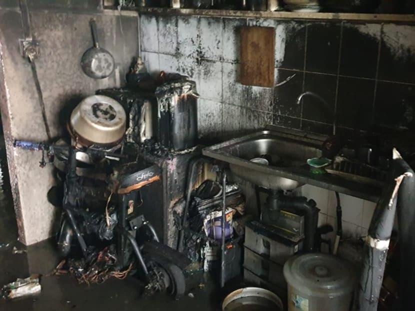 A personal mobility device (PMD) that was placed in the kitchen was the cause of the fire in Ang Mo Kio on Jul 22, 2019, according to preliminary investigations.