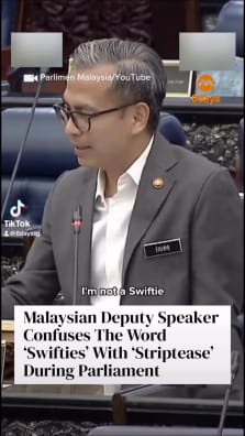 You need to calm down, sir. 

To read the full story, click the link in our bio.

https://www.8days.sg/entertainment/asian/malaysian-deputy-speaker-parliament-confuses-swifties-striptease-827746

📷Parlimen Malaysia/YouTube