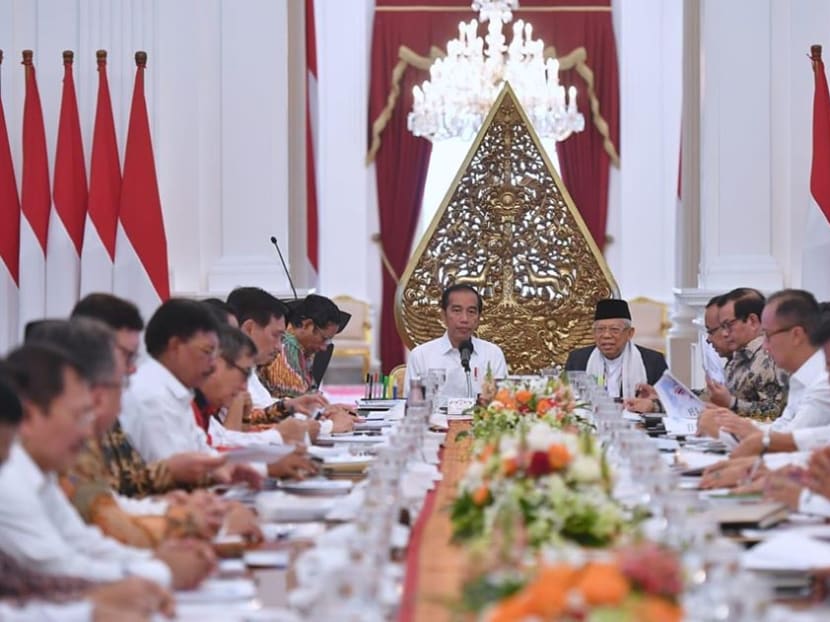 President Jokowi and his new cabinet meeting for the first time on Oct 25, 2019.