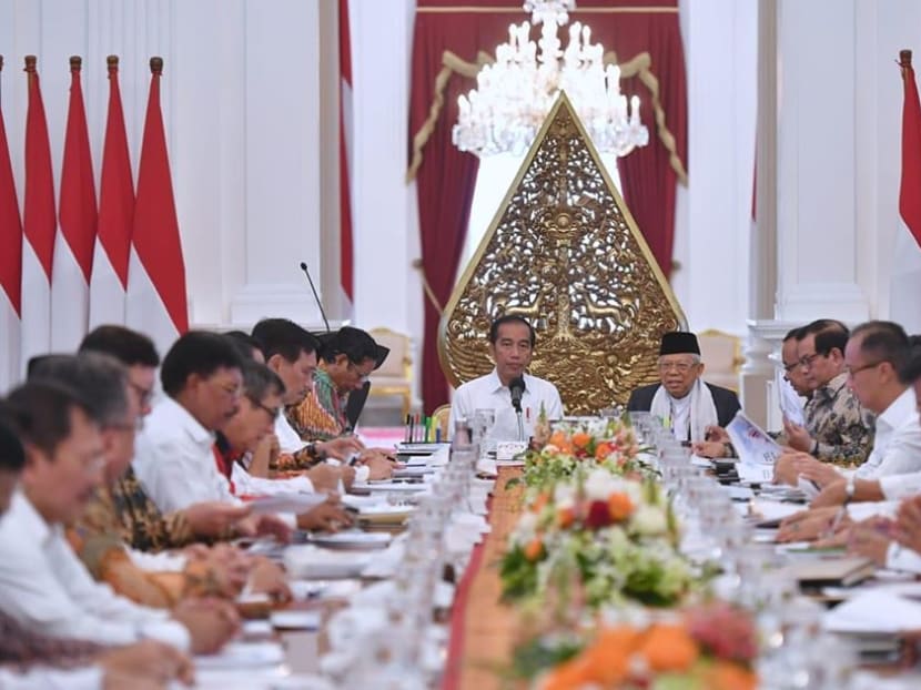 President Jokowi and his new cabinet meeting for the first time on Oct 25, 2019. President Jokowi and his new cabinet meeting for the first time on Oct 25, 2019.