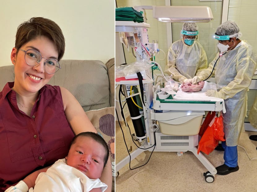 Ms Vanessa Rickard (left) gave birth on Aug 24, 2021 at the Singapore General Hospital (right) when she was infected with the coronavirus.