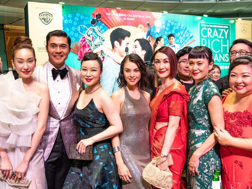 Cast of Crazy Rich Asians at its premiere in Singapore. Cast of Crazy Rich Asians at its premiere in Singapore.