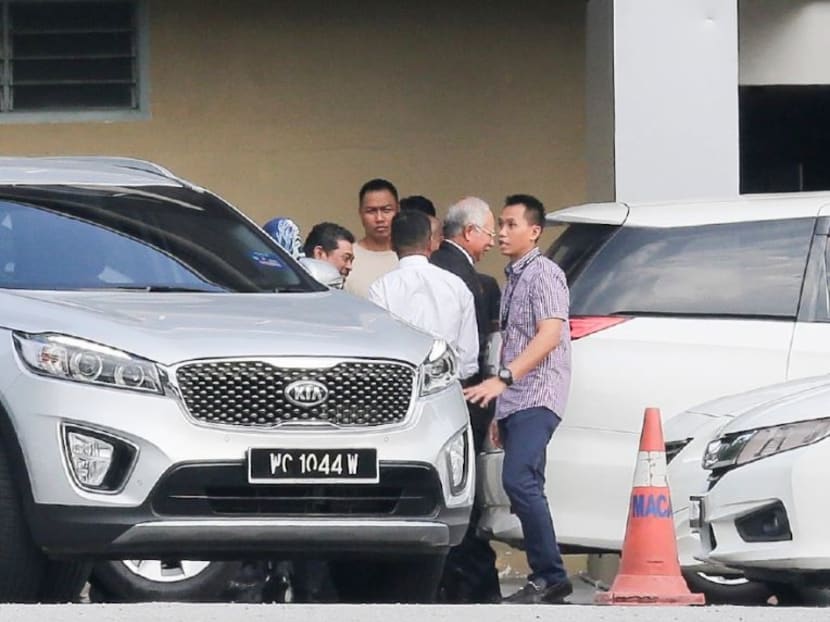 Former prime minister Najib Razak arrives at the Malaysian Anti-Corruption Commission's (MACC) Academy in Bukit Tunku, Jalan Duta.