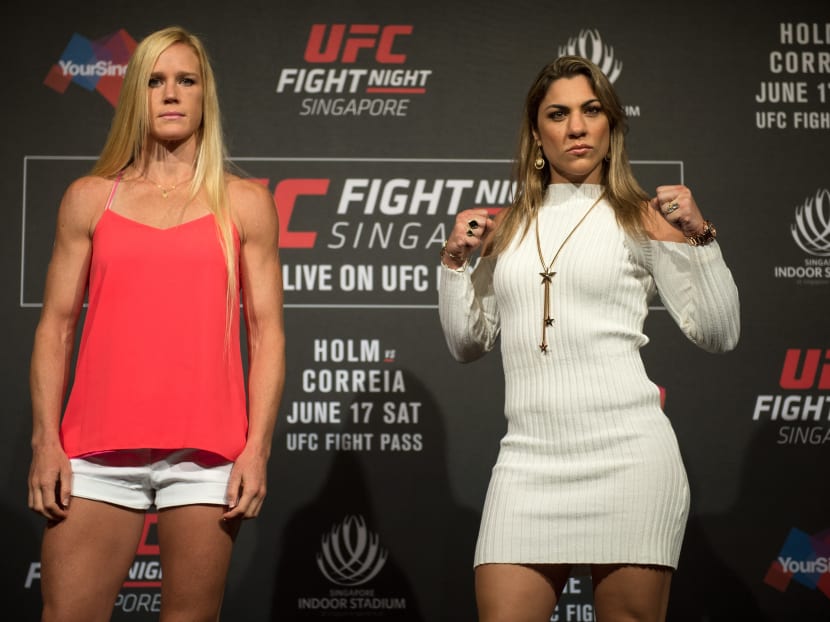 Holly Holm (left) and Bethe Correia will be squaring off in the main event on Saturday night. Photo: UFC/Getty Images
