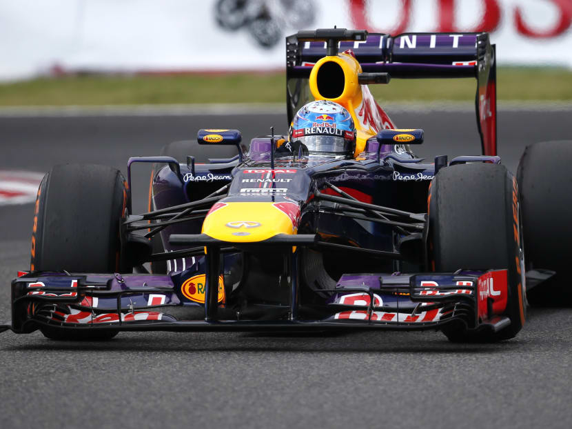 Red Bull driver Sebastian Vettel of Germany at the practice session for the Japanese GP. Photo: AP