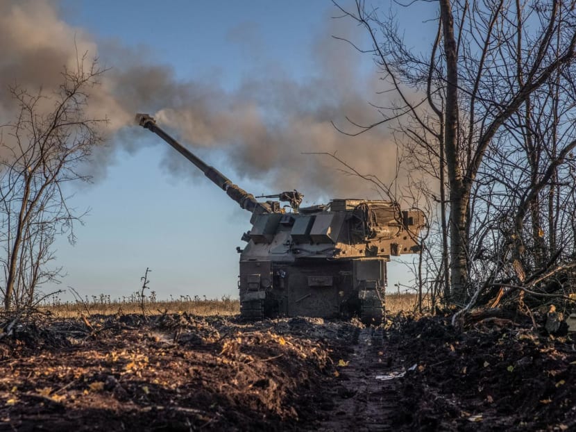 Ukrainian servicemen fire a Polish self-propelled howitzer Krab toward Russian positions, amid Russia's attack on Ukraine, on a frontline in Donetsk region, Ukraine on Nov 8, 2022. Ukrainian servicemen fire a Polish self-propelled howitzer Krab toward Russian positions, amid Russia's attack on Ukraine, on a frontline in Donetsk region, Ukraine on Nov 8, 2022.