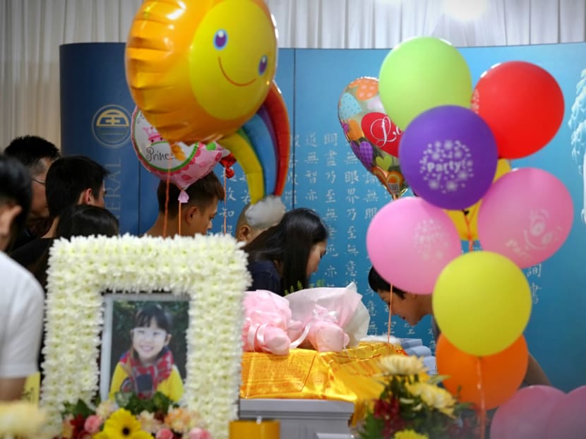 The funeral of Eleanor Tan, 4, who died in a road accident at Bukit Batok Central last October.