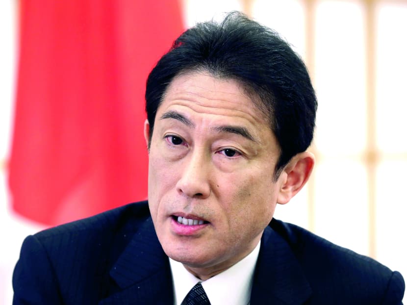 Japanese Foreign Minister Fumio Kishida during a interview with the Associated Press at the Foreign Ministry in Tokyo on Monday. Photo: AP