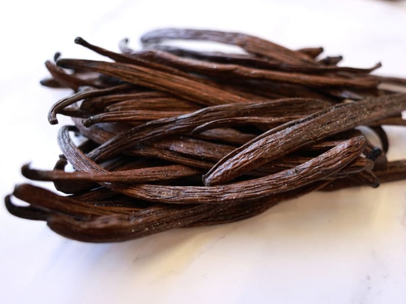 This picture taken on June 29, 2022 shows a view of dried vanilla beans in the production hall of the start-up company "Vanilla Vida", in the central Israeli city of Or Yehuda.