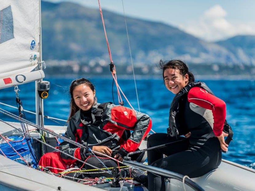 Elisa Yukie Yokoyama (right), 20 and Cheryl Teo, 18, will defer their studies until next August to chase their dream of qualifying for the Tokyo 2020 Olympics. Photo: Yacht Club of Monaco/Mesi