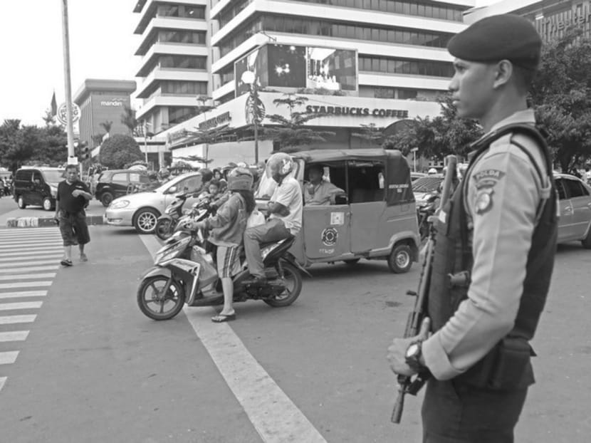 The site of the terrorist attacks that took place in Jakarta on Jan 14. A local public opinion poll after 

the attacks showed 95 per cent of those interviewed nationwide rejected IS and its methods. TODAY FILE PHOTO