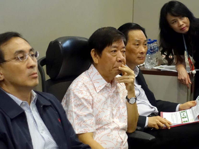 Photo of the day: Coordinating Minister for Infrastructure and Minister for Transport Khaw Boon Wan, together with SMRT Group CEO Desmond Kuek and Chairman of SMRT Corporation and SMRT Trains Seah Moon Ming, at a media briefing to address the Joo Koon train collision at the SMRT headquarters on Nov 21, 2017. Photo: Koh Mui Fong/TODAY
