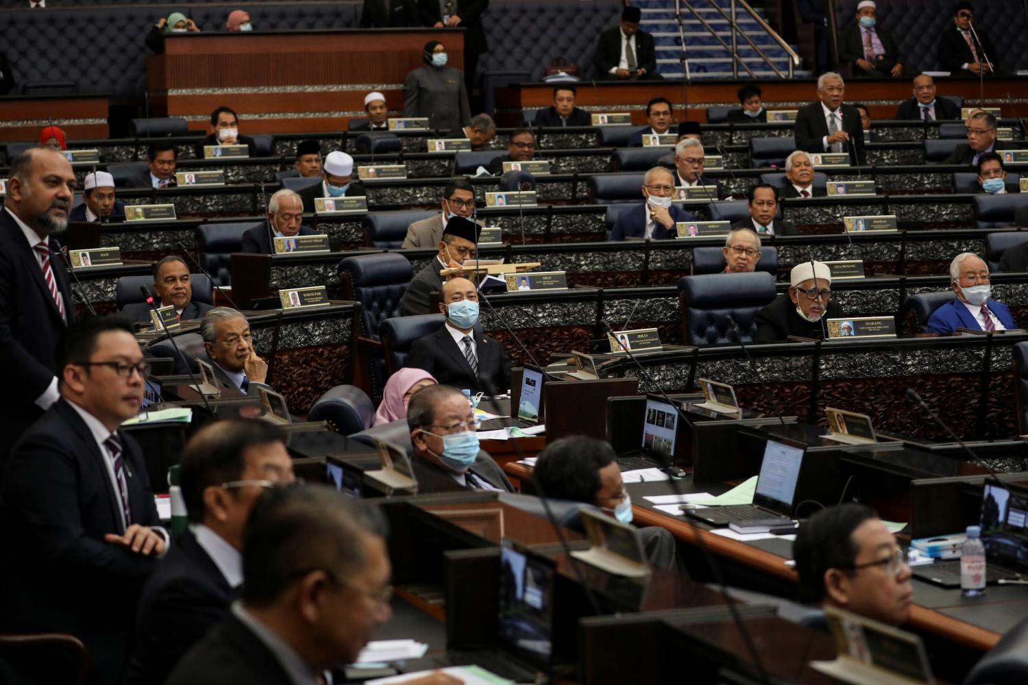 Malaysia's members of parliament attend a session of the lower house of parliament, in Kuala Lumpur, Malaysia on July 13, 2020. 
