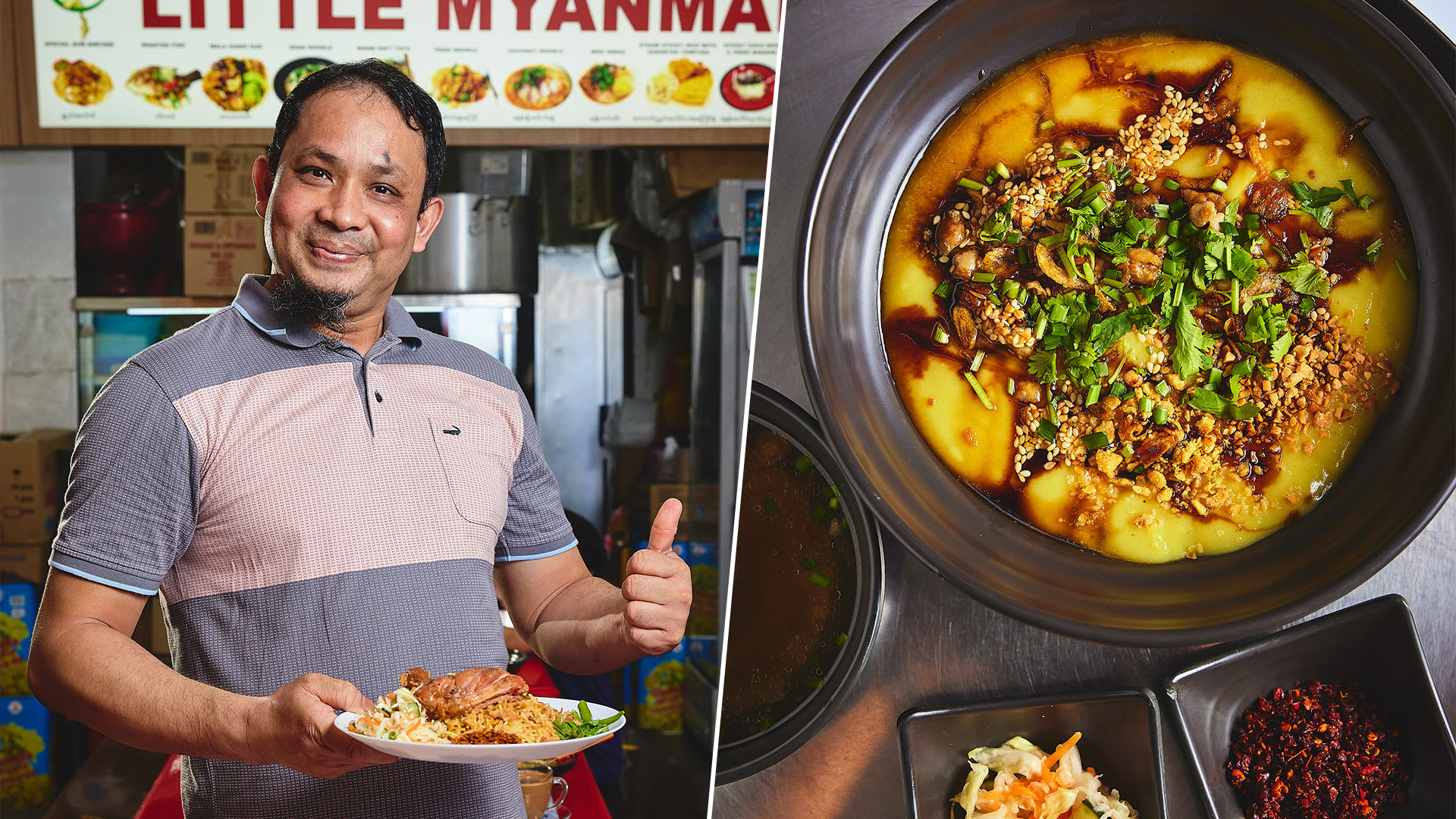 He uses his self-taught culinary skills to introduce his native Myanmar food to Singaporeans. He uses his self-taught culinary skills to introduce his native Myanmar food to Singaporeans.
