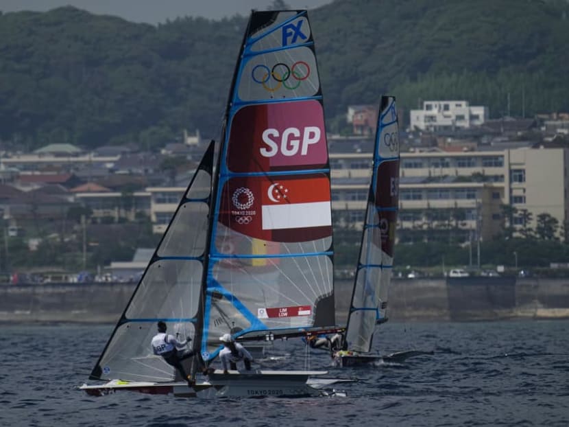 Sailors Kimberly Lim and Cecilia Low finished ninth overall in the women's 49er FX event on July 31, 2021, to make the cut for a medal race at the Olympics.