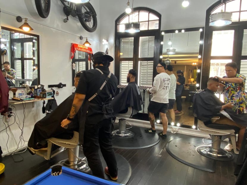 Business at Mr Rothsman Hunter's barbershop in Haji Lane has been brisk since it opened on Aug 1, 2020. Business at Mr Rothsman Hunter's barbershop in Haji Lane has been brisk since it opened on Aug 1, 2020.