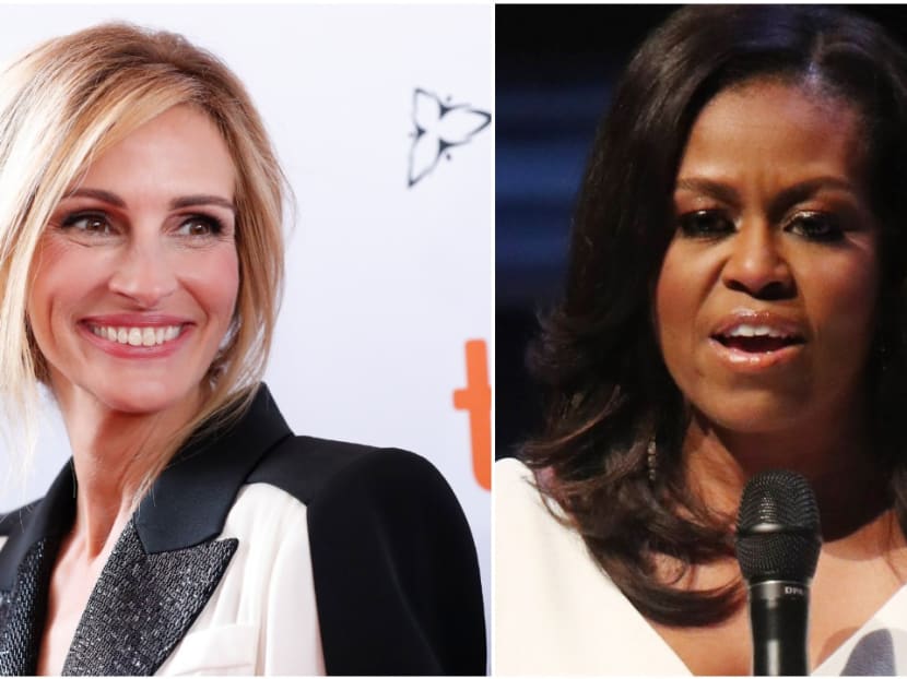 American actress Julia Roberts (left) will be joining former US First Lady Michelle Obama in a plenary conversation at the inaugural Leaders: Asia Pacific programme in Kuala Lumpur on December 12.