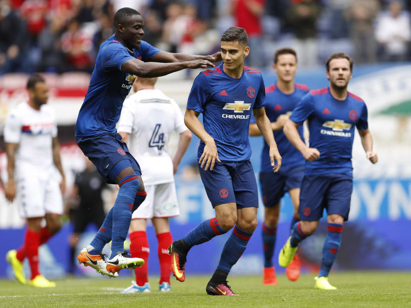 Andreas Pereira celebrates scoring a goal in a friendly against Wigan Athletic on July 16, 2016. Photo: Reuters