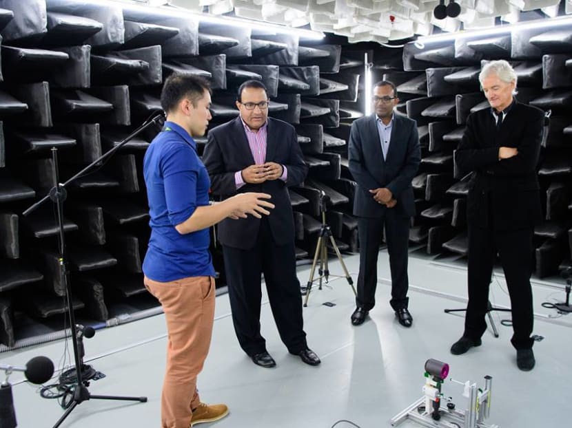 Mr Dyson (right) seen here with then Minister for Trade and Industry (Industry) S Iswaran (second from the left) at the opening of the Dyson Singapore Technology Centre at Science Park in 2017.