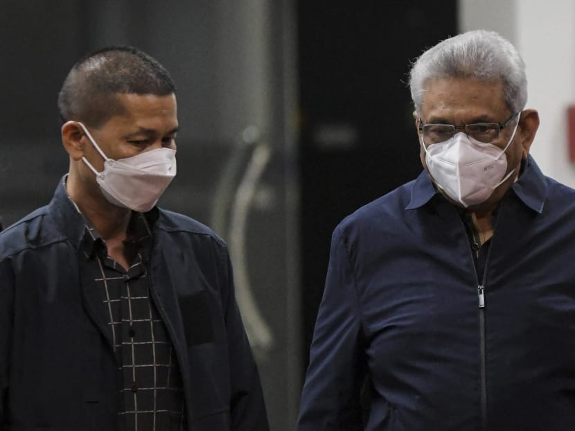Former Sri Lankan president Gotabaya Rajapaksa arrives at Don Mueang International Airport in Bangkok on Aug 11, 2022. Former Sri Lankan president Gotabaya Rajapaksa arrives at Don Mueang International Airport in Bangkok on Aug 11, 2022.