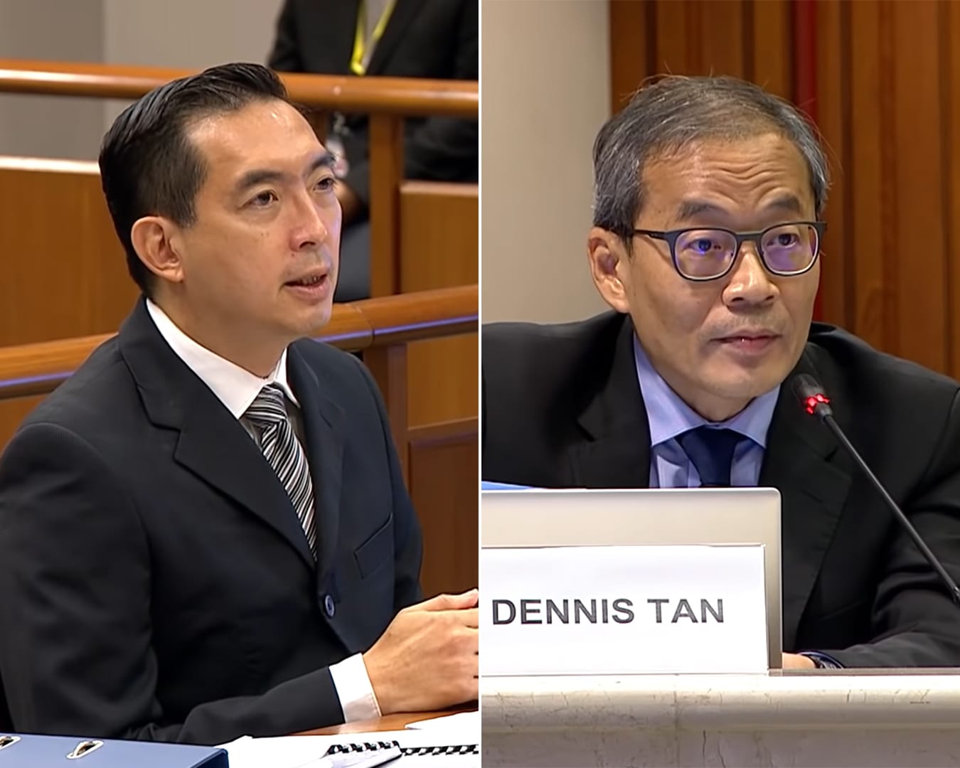 Psychiatrist Christopher Cheok (left) and the Workers' Party's Dennis Tan at a hearing by Parliament's privileges committee. Psychiatrist Christopher Cheok (left) and the Workers' Party's Dennis Tan at a hearing by Parliament's privileges committee.