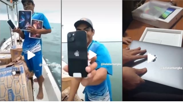 印尼渔夫出海捕鱼 捞上一箱“苹果”