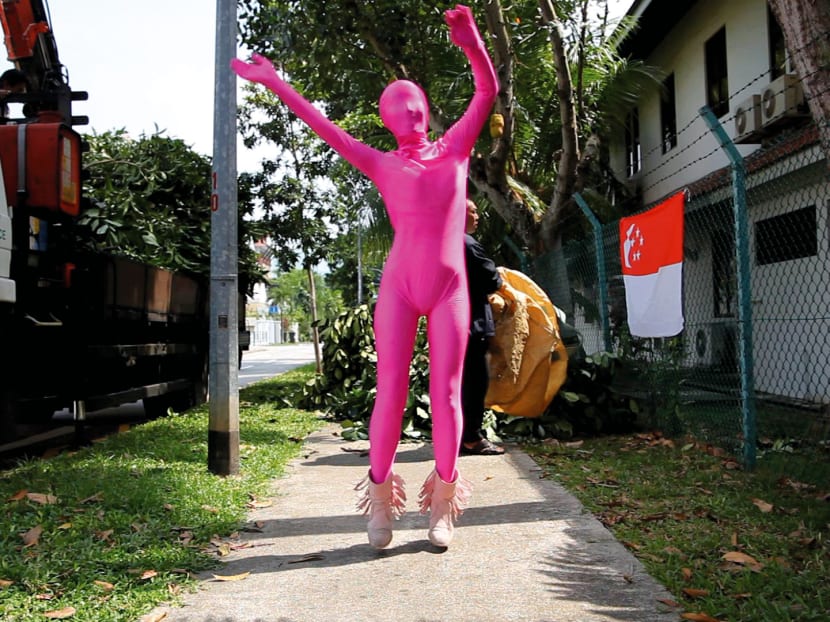 Pink Guy Spandex Suit